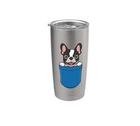 Boston Terrier Peeking Pocket Bicchiere termico in acciaio inox doppia parete