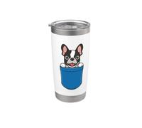 Boston Terrier Peeking Pocket Bicchiere termico in acciaio inox doppia parete