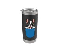 Boston Terrier Peeking Pocket Bicchiere termico in acciaio inox doppia parete
