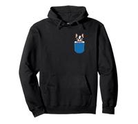 Boston Terrier Peeking Pocket Felpa con Cappuccio