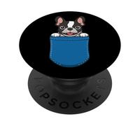 Boston Terrier Peeking Pocket PopSockets PopGrip Adesivo