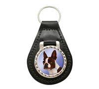Boston Terrier Pelle Portachiavi