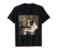 Boston Terrier Piano Dog Maglietta