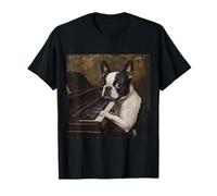 Boston Terrier Piano Dog Maglietta