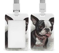Boston Terrier - Porta badge in plastica rigida, per carte d'identità, carte di credito e chiavi di prossimità