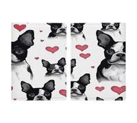 Boston Terrier - Porta passaporto con cane a forma di cuore, ultra sottile, in pelle PU, organizer compatto premium per passaporto internazionale degli Stati Uniti, per donne e uomini