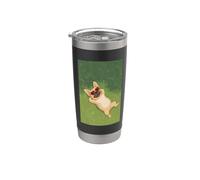 Boston Terrier Prendere il sole su un prato verde Estate Vibe Bicchiere termico in acciaio inox doppia parete