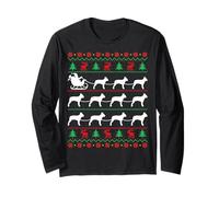 Boston Terrier Pulls Santa Sleigh Christmas Dog Lover Xmas Maglia a Manica