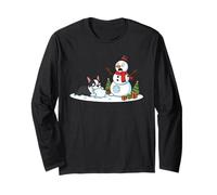 Boston Terrier, Pupazzo di Neve, Albero di Natale, da Donna, Uomo e Bambino Maglia a Manica