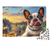 Boston Terrier Puzzle Cottage con cielo colorato 1000 Tessere Cartone Resistente Per Famiglia, Difficile Ma Soddisfacente, Regalo Natale Immagini Vibranti Premium 52x38cm/1000pcs