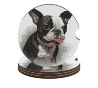 Boston Terrier - Set di 4 sottobicchieri antiscivolo universali per auto, 6,6 cm, set di accessori per interni dell'auto, unisex