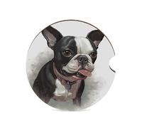 Boston Terrier - Sottobicchieri per auto, 6,6 cm, 1 pezzo, antiscivolo, universali, per portabicchieri dell'auto, set di accessori per interni dell'auto, unisex