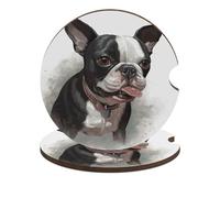 Boston Terrier - Sottobicchieri per auto, 6,6 cm, 2 pezzi, antiscivolo, universali, per portabicchieri dell'auto, set di accessori per interni dell'auto, unisex