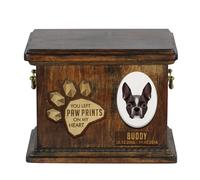 Boston Terrier urna di legno con cane Art-Dog