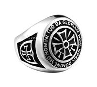 BOSUGE Anello Squisito , personalità Retro Croce Medievale Cavalieri Templari Anello Amuleto Massonico Anello in Acciaio al Titanio Regalo di Gioielli (Color : Silver, Size : 13)