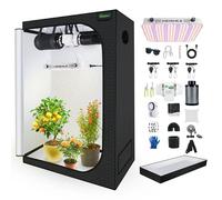 BOSYTRO Grow Box Kit Completo, Tenda da Crescita, Luce per Piante da 200W, Kit Completo di Tenda idroponica 600D con Sistema di Ventilazione, con Termoigrometro e Timer(120x60x180 cm)
