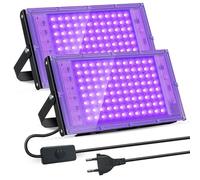 BOSYTRO Luce Nera 100W 2 Pezzi, Lampada UV Impermeabili IP66, Luce Nera UV per Festa, Illuminazione da Palco, Festa Glow, Decorazione di Halloween, Fluorescente, Acquario