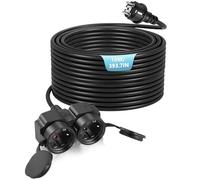 BOSYTRO Prolunga cavo di alimentazione, presa esterna, impermeabile, con 2 prese e copertura antipolvere, prolunga per interni ed esterni, max. 3500 W, 16 A, 250 V, IP44, cavo di alimentazione 10 m