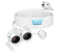 BOSYTRO Prolunga di cavo di alimentazione, presa esterna, impermeabile, con 2 prese e copertura antipolvere, prolunga per interni ed esterni, max. 3500 W/16 A, 250 V, IP44, cavo di alimentazione 3 m
