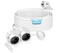 BOSYTRO Prolunga di cavo di alimentazione, presa esterna, impermeabile, con 2 prese e copertura antipolvere, prolunga per interni ed esterni, max. 3500 W/16 A, 250 V, IP44, cavo di alimentazione da 5M