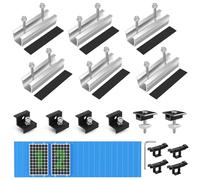 BOSYTRO Staffe Pannelli Fotovoltaici per 2 Modulo, Binario da Argento 12CM + Clip per lo Scolo dell'Acqua 30MM + Morsetto Regolabile per Moduli Spessi Tra 30-35MM, per Tetto Piatto o Tegole in Acciaio