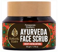 Botanic Rain Scrub viso biologico con melograno e fragola, esfoliante viso ayurveda, naturale per ogni tipo di pelle, vegano, cruelty free