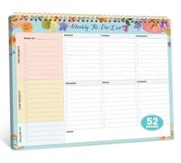 Botanic Whimsy - Blocco note settimanale per lista delle cose da fare, con 52 fogli non datati (21,6 x 27,9 cm), agenda settimanale non datata per accessori e forniture da scrivania da ufficio