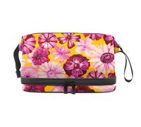 Botanical - Beauty case a doppio strato con fiori rosa, per donne e ragazze, trousse da viaggio per trucchi, pratica borsa organizer con scomparto per pennelli, Multi, 27x15x14 cm/10.6x5.9x5.5 in,