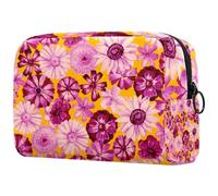 Botanical - Beauty case da donna, con fiori rosa, borsa da viaggio per articoli da toeletta grandi, pratica borsa organizer con cerniera, Multi, 18.5x7.5x13cm/7.3x3x5.1in, Beauty case