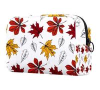 Botanical - Beauty case da donna, con foglie d'acero rosse e gialle, da viaggio, grande, con cerniera, Multi, 18.5x7.5x13cm/7.3x3x5.1in, Beauty case