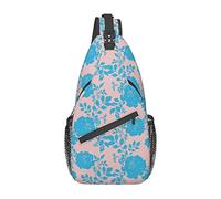 Botanical Blue Rose Flowers Borsa a tracolla rosa per donna Zaino a tracolla da uomo Zaino da escursionismo da viaggio Daypack Borsa a tracolla