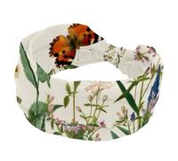 Botanical Butterflies Wildflowers - Fasce larghe per capelli da donna, per yoga, allenamento, fasce elastiche per capelli per lavare il viso e il trucco
