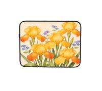 Botanical - Custodia per computer portatile con motivo floreale di iris giallo, borsa da lavoro per computer portatile da 17 pollici