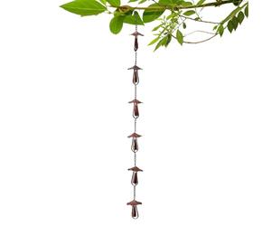 Botanical Drainage Chime - Funghi Foresta Downspout, grondaia in rame rustico, estetica stravagante, percorso d'acqua a cascata, accenti da giardino all'aperto, finitura in bronzo resistente alle