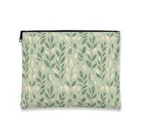 Botanical Elegante borsa per il trucco, verde foglia, borsa da viaggio per cosmetici, da donna, organizer portatile in tela con cerniera, borsa da toilette primaverile per la cura della pelle, Verde
