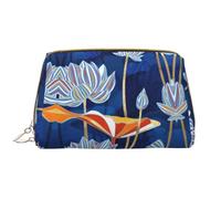 Botanical Floral Leather Hand Held Zipper Makeup Bag Cute Make Up Case Large Wide Open Pouch Pen Case, bianco, Taglia unica