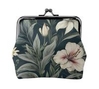 Botanical Floral Print Fashion forward Women Coin Purse Cute Mini Zipper Wallet con Kiss Lock impermeabile