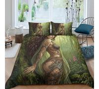 Botanical Forest Goddess Copripiumino Set 3 Pezzi 3D, Botanical Floral Arte