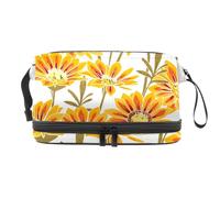 Botanical Gaillardia Flower - Trousse per cosmetici a doppio strato, per donne e ragazze, borsa da viaggio per trucchi, pratica borsa organizer con scomparto per pennelli, Multi, 27x15x14