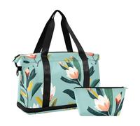 Botanical Illustration Green Borse da viaggio per bagagli da viaggio, palestra, sport, con beauty case, per viaggi d'affari, grande capacità, illustrazione botanica verde, 1 taglia, illustrazione