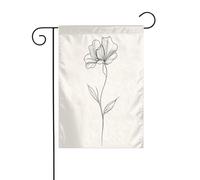 Botanical Line Art - Bandiera da giardino con fiore singolo, stile bohémien, 30 x 45 cm, verticale, double face, decorazione per casa colonica