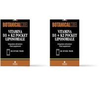 Botanical Mix Vitamina D3 + K2 Pocket Liposomiale - integratore per il sistema immunitario, il benessere muscolare e delle ossa - Con Vitamina D3 e K2 ad alto assorbimento - 20 stick da 1 g