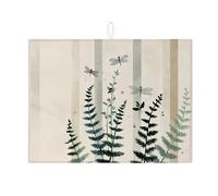 Botanical - Tappetino scolapiatti per bancone della cucina, elegante motivo a foglie, assorbente, in microfibra, ispirato alla natura, per bancone della cucina, 45,7 x 61 cm