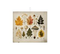 Botanical - Tappetino scolapiatti per bancone della cucina, tappetino assorbente vintage con foglie e funghi, protezione per la cucina in microfibra rustica, 40,6 x 45,7 cm