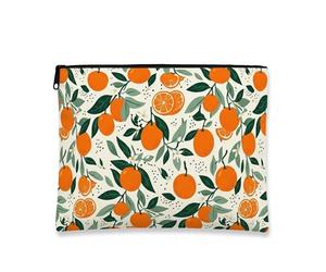 Botanical - Trousse da viaggio vintage con design a frutta arancione, borsa da viaggio per donne, organizer portatile in tela con cerniera, borsa da toeletta estiva per la cura della pelle, Arancione