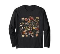 Botanical Vintage Boho Cottagecore Wildflowers Garden Floral Maglia a Manica