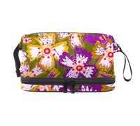 Botanical Wildflowers - Trousse per cosmetici a doppio strato, per donne e ragazze, borsa da viaggio per trucchi, pratica borsa organizer con scomparto per pennelli, Multi, 27x15x14 cm/10.6x5.9x5.5