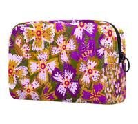 Botanical Wildflowers Trousse per cosmetici, da donna, per articoli da toeletta da viaggio, grande, pratica borsa organizer con cerniera, Multi, 18.5x7.5x13cm/7.3x3x5.1in, Beauty case