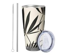 botanico con coperchio e cannuccia bicchiere grafico foglie tropicali disegni moderni pianta botanica neutro beige nero isolato lattina refrigeratore No Spill Yard Outdoor Picnic palestra Tazza da