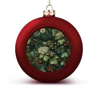 Botanico fiore bianco lussureggiante foglie verdi ornamenti palline di Natale infrangibili da appendere palline rosse per albero di Natale decorazione per albero di Natale festa di nozze